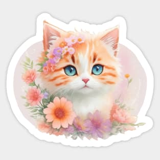 Floral Fantasy Feline: Ragamuffin's Delightful Journey Sticker